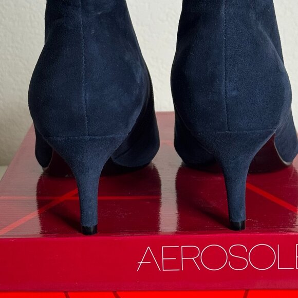 NIB Aerosoles Epigram Navy Blue Suede Ankle Boot Woman's sz11 Kitten Heel - Picture 3 of 11